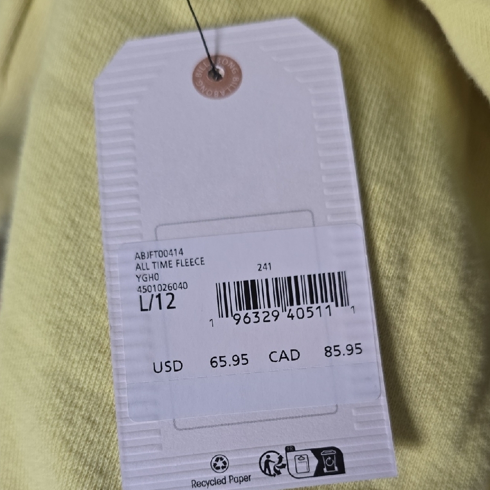 Billabong All Time Fleece Cropped Hoodie Trip Around The Sun NWT Sz Large - Picture 3 of 8